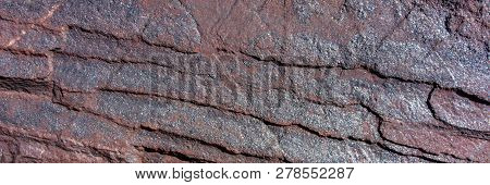Hematite Ore Destroyed By Climatic Conditions. Banner For Design.