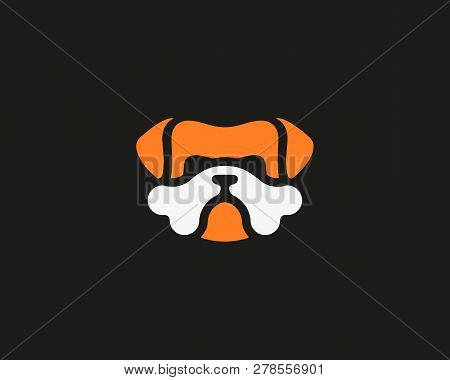 Bulldog Vector Logo Design. Dog Pet Food Bones Idea Logotype.