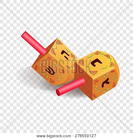 Wood Traditional Dreidel Icon. Realistic Illustration Of Wood Traditional Dreidel Icon For Web Desig