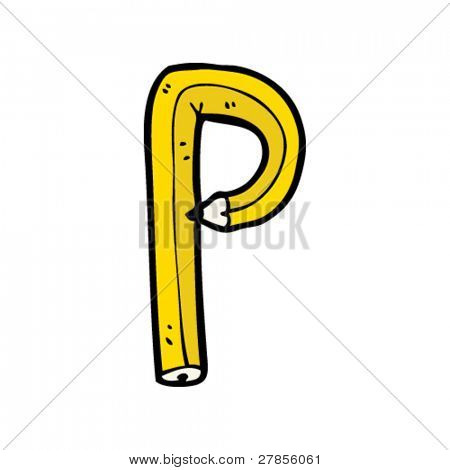penna bokstaven P tecknad