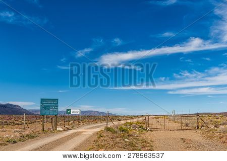 Tankwa Karoo National Park, South Africa, August 30, 2018: Western Entrance To The Tankwa Karoo Nati