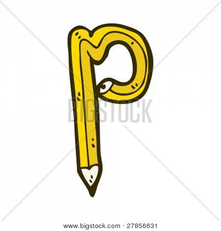 penna bokstaven p tecknad