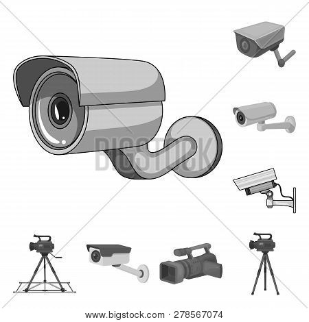 Vector Design Of Camcorder And Camera Logo. Collection Of Camcorder And Dashboard Vector Icon For St