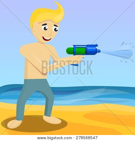 Squirt Gun Concept Background. Cartoon Illustration Of Squirt Gun Concept Background For Web Design