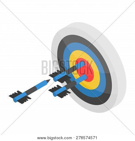 Arch Shooting On Target Icon. Isometric Of Arch Shooting On Target Icon For Web Design Isolated On W