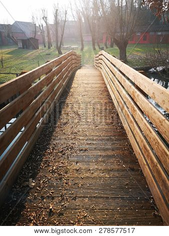 Mantua Nature Park Wooden Bridge For Pedestrian Crossing