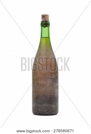 Old Bottle Of Wine, Covered In Dust