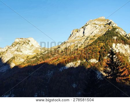 Rocky Peak Dejenstogg Or Dejenstock In The Glarus Alps Mountain Range - Canton Of Glarus, Switzerlan