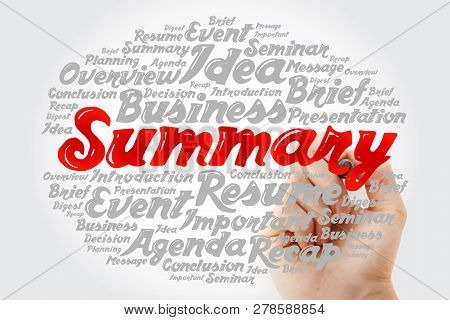 Summary Word Cloud With Marker, Business Concept Background