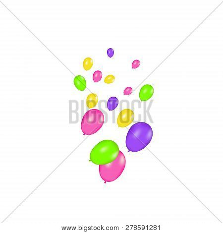 Color Composition Of Vector Realistic Balloons Isolated On White Background. Balloons Isolated. For 