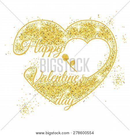Valentinesday Background Lettering, Heart And Rose. Happy Valentines Day Card. Vector Illustration. 