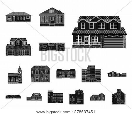 Vector Illustration Of Building And Front Icon. Set Of Building And Roof Vector Icon For Stock.