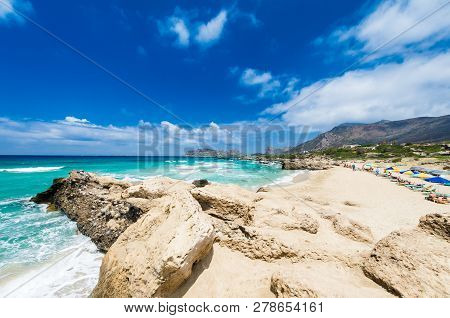 Falasarna Beach, Crete Island, Greece. Falassarna Is One Of The Best Beaches In Creta
