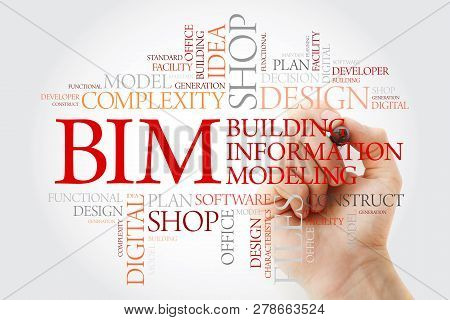 Bim - Building Information Modeling Word Cloud With Marker, Business Concept