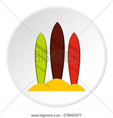Serfing Board Icon In Flat Circle Isolated Illustration For Web