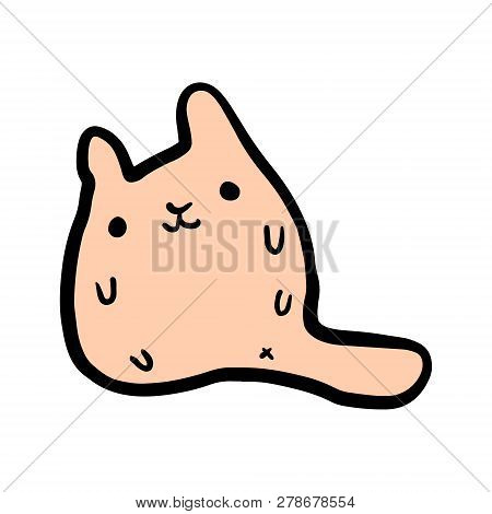 Pink Kitty Hand Drawn Illustration With Cute Animal