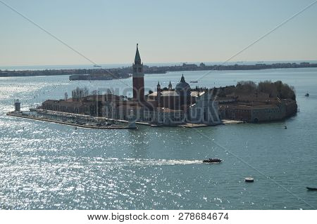 Aerial Views From The Campanille Tower Of The Monastery Of San Giorgio Maggiore On The Island Of San
