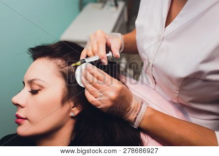 Platelet Rich Plasma Injection Procedure. Hair Growth Stimulation. Prp Therapy Process.