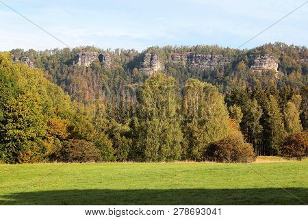 Around The Pravcicka Brana, Rock Monument. Bohemian Switzerland, Hrensko, Czech Republic.