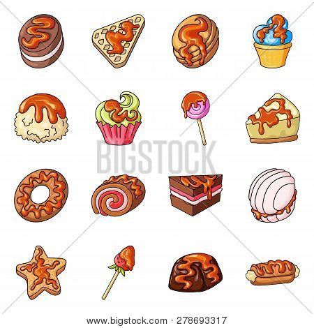 Vector Design Of Dessert And Sweet Logo. Set Of Dessert And Food Vector Icon For Stock.