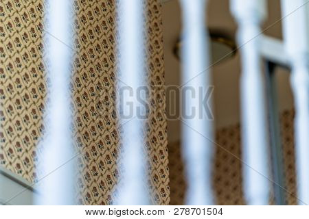 Blurred Railings In Empty Hotel Hallway - Background Texture