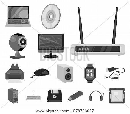 Isolated Object Of Laptop And Device Icon. Set Of Laptop And Server Vector Icon For Stock.