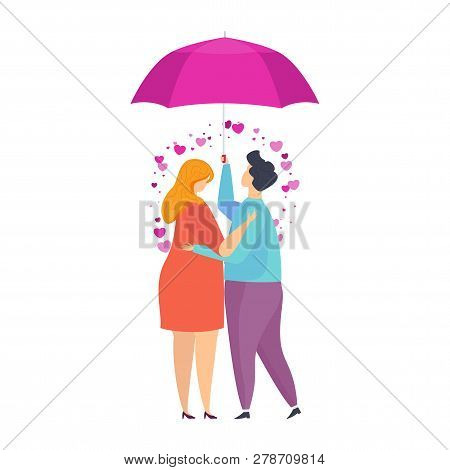 Happy Couple Of Young People In Love. Characters For Valentine Day.