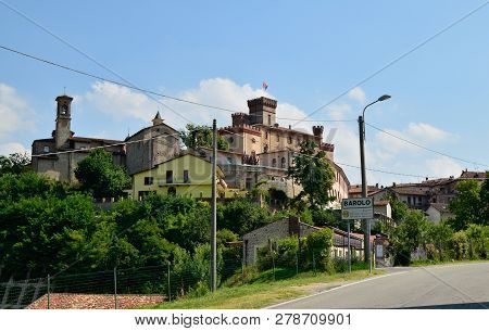 Barolo, Province Of Cuneo, Piedmont, Italy. July 2018. View On The Historical Center Of Barolo