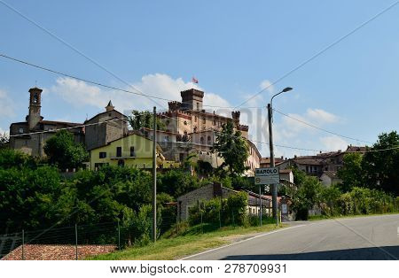 Barolo, Province Of Cuneo, Piedmont, Italy. July 2018. View On The Historical Center Of Barolo