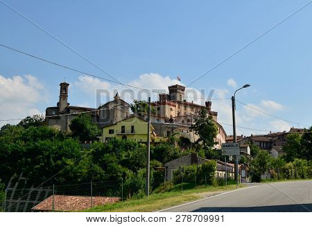 Barolo, Province Of Cuneo, Piedmont, Italy. July 2018. View On The Historical Center Of Barolo