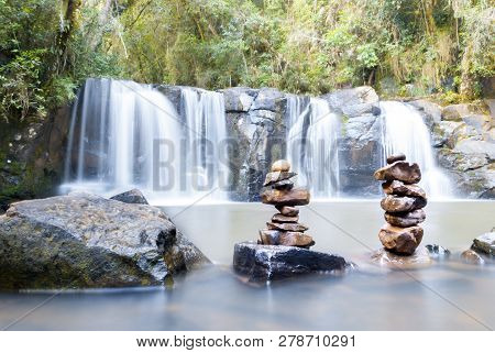 A Beautiful Waterfall In Brasil. This Picture Was Made In Long Exposure.