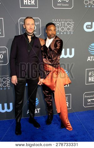 LOS ANGELES - JAN 13:  Adam Smith, Billy Porter at the Critics Choice Awards  at the Barker Hanger on January 13, 2019 in Santa Monica, CA