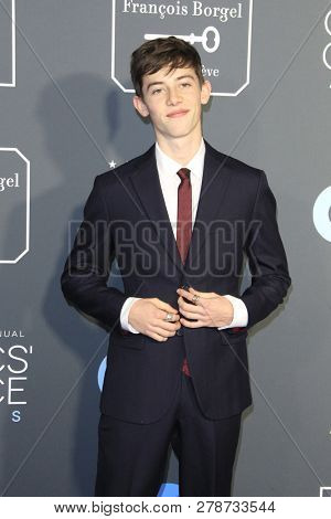 LOS ANGELES - JAN 13:  Griffin Gluck at the Critics Choice Awards  at the Barker Hanger on January 13, 2019 in Santa Monica, CA