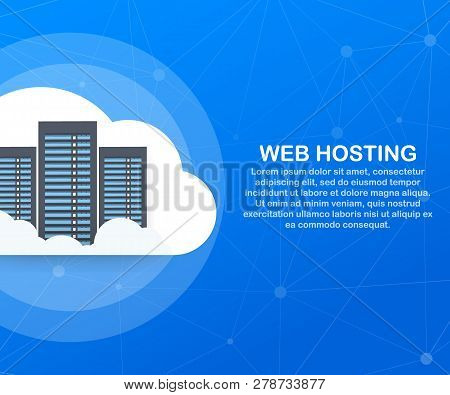 Web Hosting Concept With Cloud Computing Icons Design. Vector Stock Illustration.
