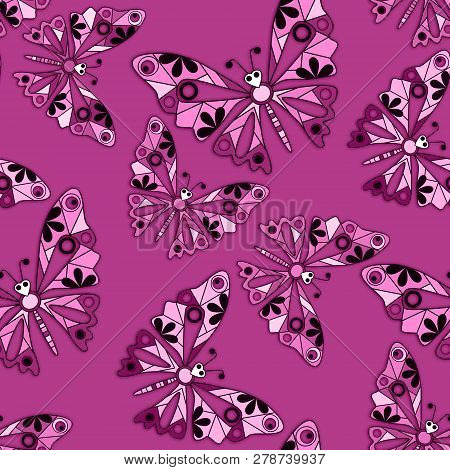 Seamless Cartoon Kids Buttefly Pattern Background Romantic