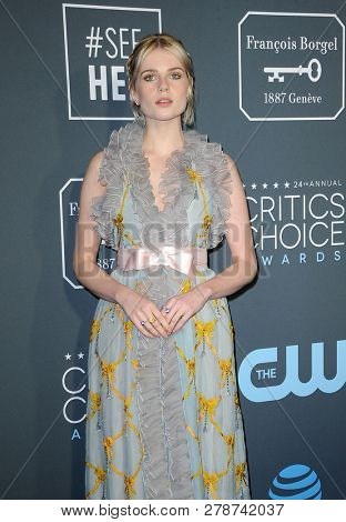 Lucy Boynton at the 24th Annual Critics' Choice Awards held at the Barker Hangar in Santa Monica, USA on January 13, 2019.
