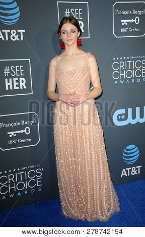 Thomasin McKenzie at the 24th Annual Critics' Choice Awards held at the Barker Hangar in Santa Monica, USA on January 13, 2019.