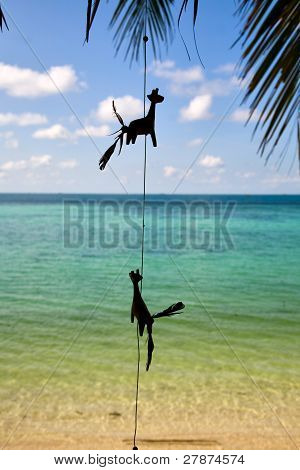 Giraffe Against  Bakground Of The Sea