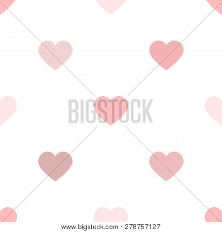 Soft Pink Hearts Pattern, Heart On White Background