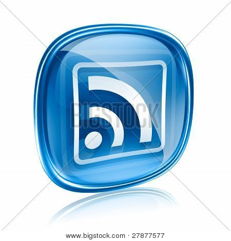 Icona Wi-fi di vetro, isolato su sfondo bianco blu