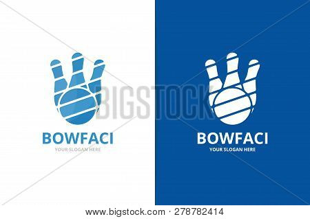 Vector Bowling Logo Combination. Game Symbol Or Icon. Unique Kegling Logotype Design Template.
