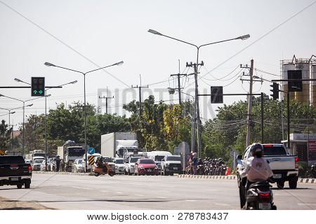 Car And Traffic On Highway Road Near Juction.
