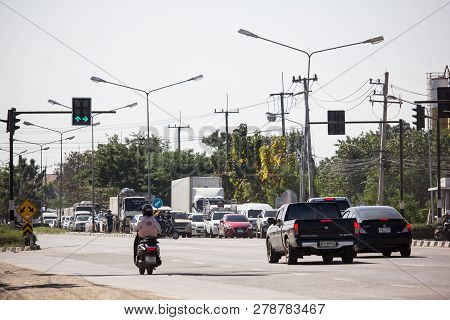 Car And Traffic On Highway Road Near Juction.