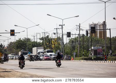 Car And Traffic On Highway Road Near Juction.