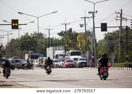 Car And Traffic On Highway Road Near Juction.