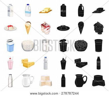 Milk Product Cartoon, Black Icons In Set Collection For Design.milk And Food Vector Symbol Stock Web