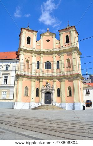 Bratislava, Slovakia. Trinitarian Church In A Sunny Summer Day