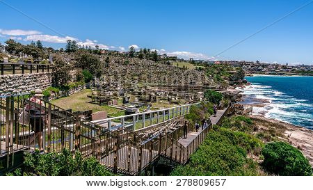 24th December 2018, Sydney Australia: Bondi To Coogee Coastal Walk Pathway With People And Waverley 