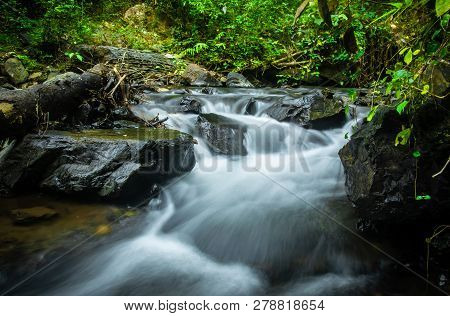 The Small Waterfall  In Nature Forest. Omkoi, Chiang Mai Province, Thailand