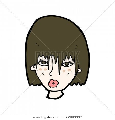 女性の口をとがらしている唇漫画
